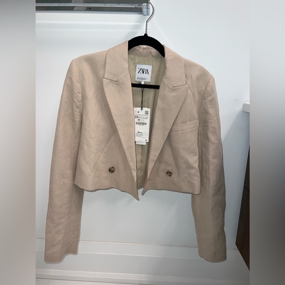 Linen blend cropped blazer Zara - Picture 3 of 6